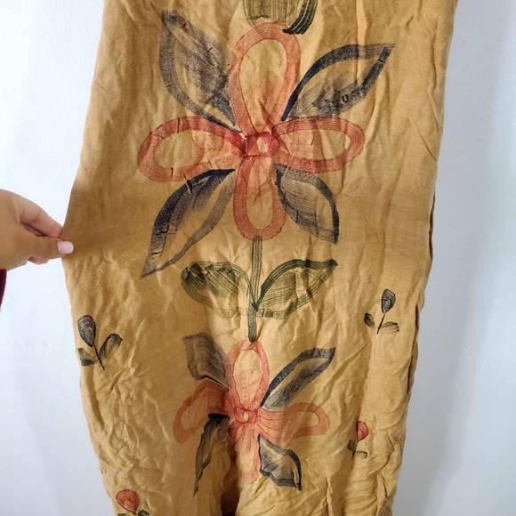 Vintage point Final Floral Bohemian Maxi Dress Mustard Size M - Picture 3 of 7